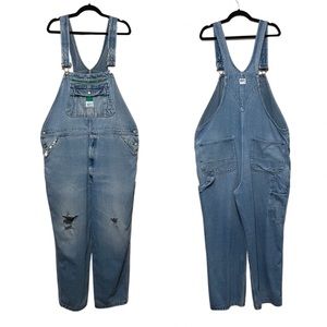 Vintage Distressed Denim Jean Liberty Bib Overalls Mens 44 Womens XL-XXL